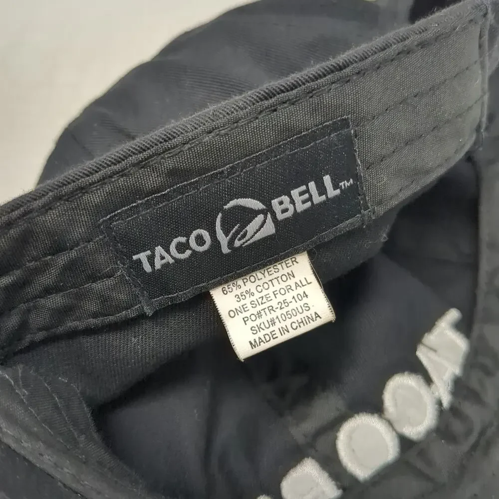 Taco Bell Baseball Cap Black One Size Embroidered Side Icons Slideback Hat